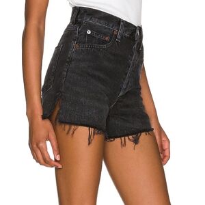Agolde Dee Black Denim Shorts Womens 26 Frayed Jean Boho Buttonfly Designer